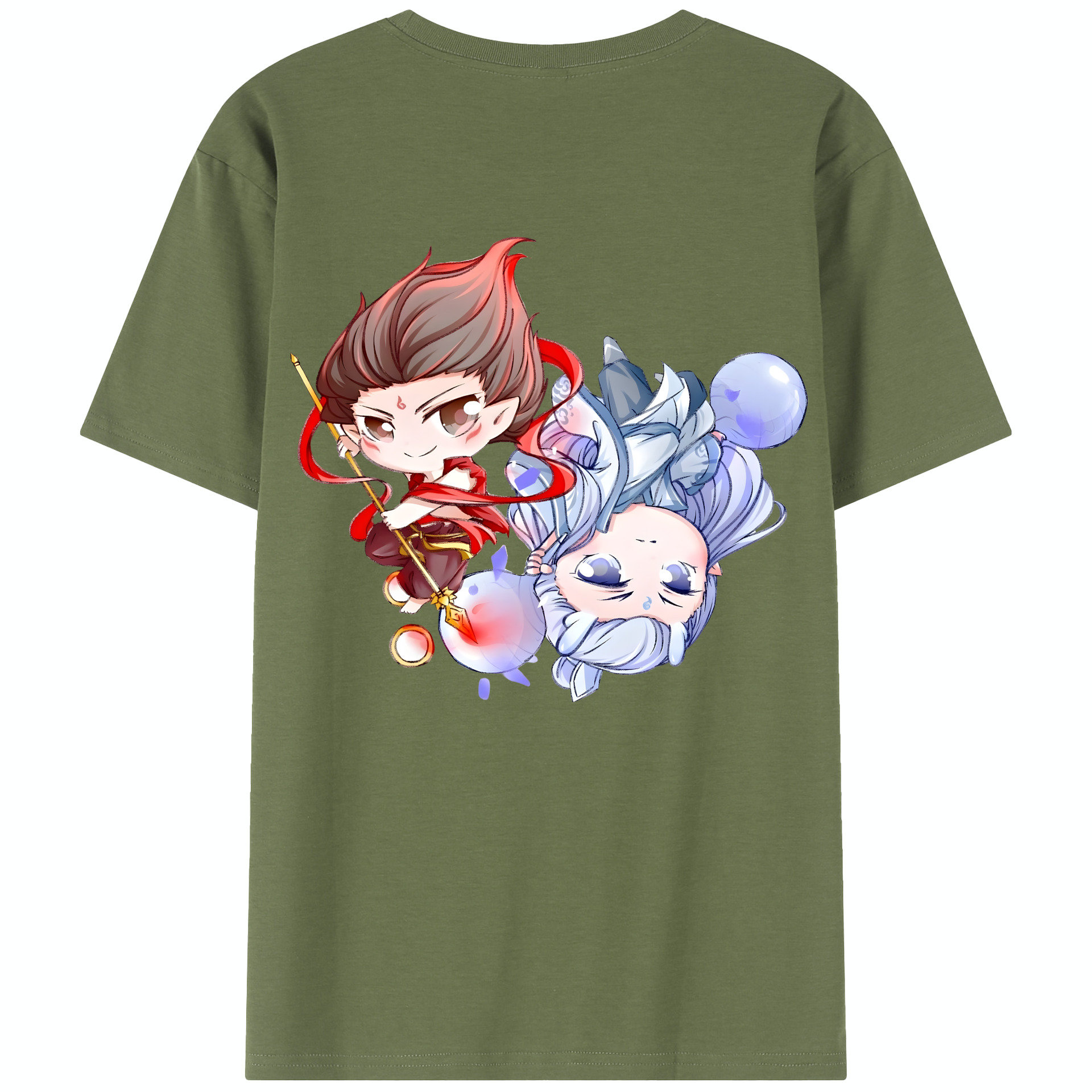 （画像用） Ne Zha 2 ナタ 魔童の大暴れ 綿100％半袖Tシャツ（背面プリント）